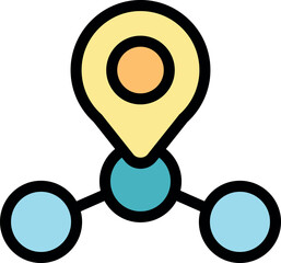 Poster - Location pin connecting two points, symbolizing data sharing, network connectivity, and global communication in a modern digital world