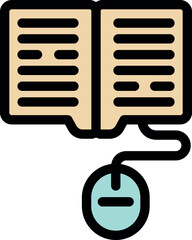 Poster - Open book connected to a computer mouse, representing online reading, ebooks, and digital libraries