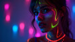 © Arief - Woman with Glowing Makeup in Neon Light Setting