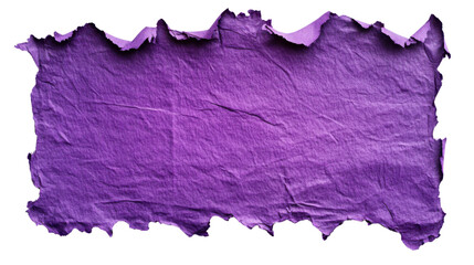 Poster - Crumpled purple paper piece with torn edges on transparent background