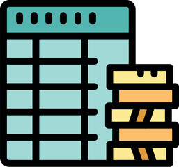 Wall Mural - Spreadsheet software calculating money and coins stack, representing finance management, investment analysis, and financial planning