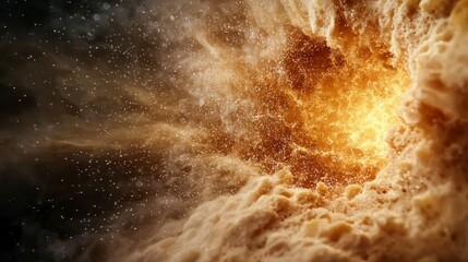 Poster - Cosmic Explosion with Bright Light and Dust Particles in an Abstract Space Background