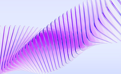 Poster - Abstract 3d background with glass spiral swirl effect of rows square plates. Holographic gradient light curve wave line pattern. Futuristic architecture design, render tech banner. 3D illustration