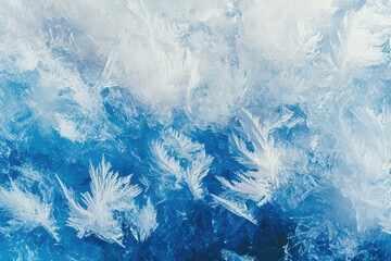 Poster - Abstract fractal patterns in shades of blue and white resembling ice crystals for a winter theme