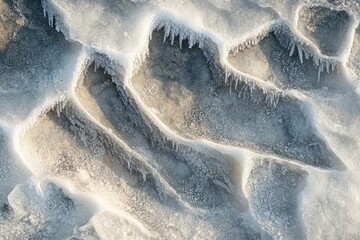 Poster - Abstract frost closeup with intricate icy patterns and soft shadows for a tranquil mood