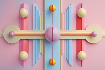Poster - Abstract layout with pastel-colored geometric shapes arranged symmetrically for modern design concepts