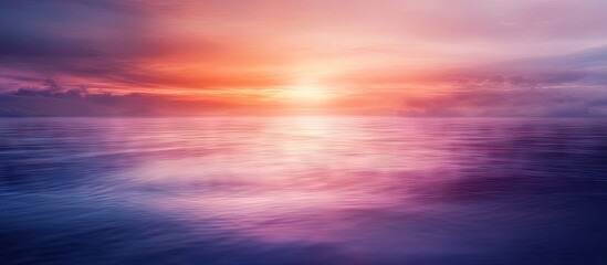 Wall Mural - serene sunset over calm waters with soft purple and pink hues blending seamlessly, creating a soothi