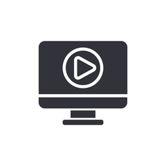 Poster - Video monitor solid icons, minimalist vector illustration ,simple transparent graphic element .Isolated on white background