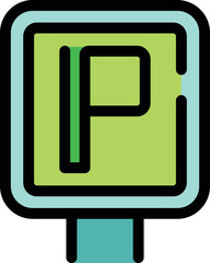 Poster - Green parking sign indicating a designated parking area, perfect for informing drivers