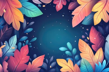 Poster - Autumn-themed background with colorful leaves and cool weather