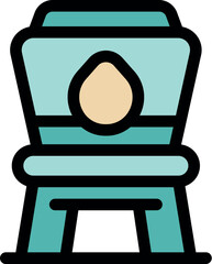 Poster - Highchair icon representing the start of complementary feeding for babies, with an egg yolk in the backrest