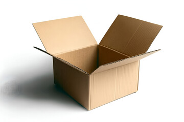 Poster - Empty Cardboard Box: An open cardboard box sits on a neutral background, promising potential and endless possibilities.  The box is a simple yet versatile object.