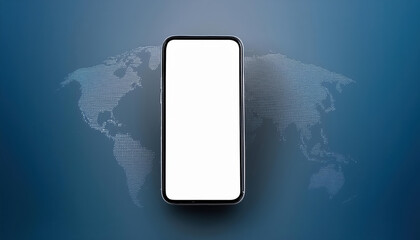 Poster - Smartphone mockup with blank screen on blue background, ideal for presentations and designs