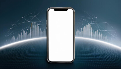Poster - Sleek smartphone mockup with blank screen, modern design, isolated on dark background