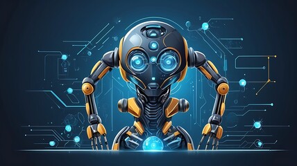 Nanotechnology in medicine, microscopic AI-powered robots, futuristic vector