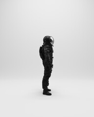 Wall Mural - astronaut helmet sci fi spaceman black white gray vintage space 3d illustration