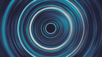 Aufkleber - Cylindrical abstract background with dynamic blue and teal circular motion blur creating a sense of depth and movement in a dark setting.