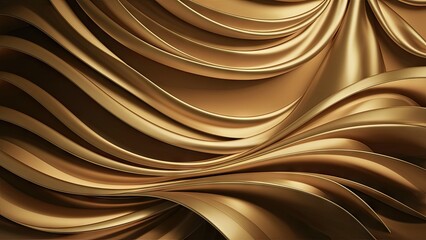 Fototapete - Abstract wavy texture in rich gold tones with smooth curves and layers creating depth and elegance, ideal for luxury or design backgrounds.