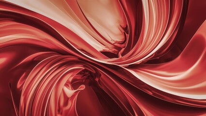 Poster - Dynamic red and cream abstract composition with smooth flowing textures creating a sense of motion and vibrancy. Rich warm tones blend harmoniously.