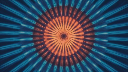 Aufkleber - Vibrant abstract design with radial motion blur showcasing orange center and blue rays emanating outward creating dynamic visual energy.