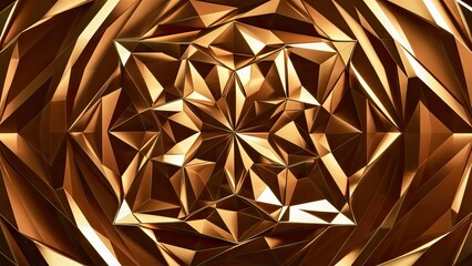 Leinwandbilder - Abstract geometric artwork featuring a rich golden metallic surface with sharp angles and facets, creating a mesmerizing three-dimensional effect.