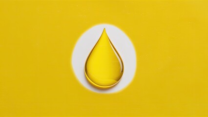 Leinwandbilder - Isolated yellow oil drop centered on a bright yellow background with smooth gradients and slight shadows providing a 3D effect.