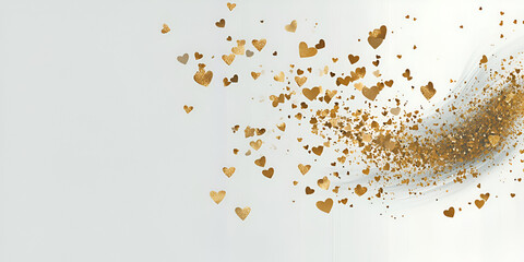 Poster - Golden Hearts Abstract: A cascade of shimmering golden hearts swirls and dances, creating a captivating abstract design that evokes feelings of love, joy, and celebration. 