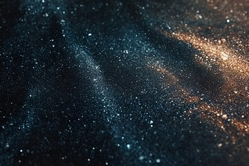 Poster - cosmic shimmer: abstract texture with swirling hues of deep blue and warm gold, scattered with shimm