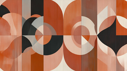 Canvas Print - Mid-Century Modern Abstract: A captivating abstract artwork in warm terracotta and charcoal hues.