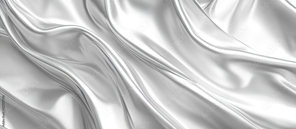 Elegant white satin fabric draping with gentle waves and soft folds ...