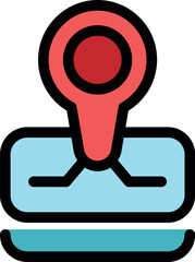 Poster - Location pin shaped stamp marks a document, symbolizing authentication and verification of place