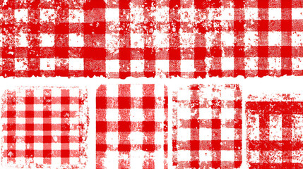 Poster - red gingham texture pack: a collection of distressed red and white gingham textures, perfect for add