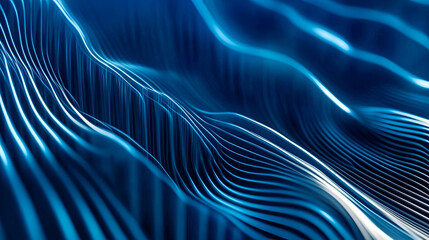Poster - Abstract Blue Waves: A mesmerizing abstract background with flowing, luminous lines in a vibrant shade of blue, evoking a sense of movement and energy. The intricate.