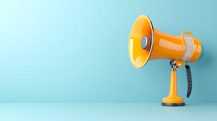 Poster - Eye catching megaphone with dynamic lighting and shading placed on a bold solid background representing advertising and sales promotions in a digital design