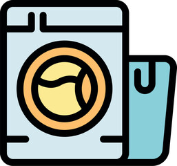 Poster - washing machine with open detergent compartment, ready for laundry