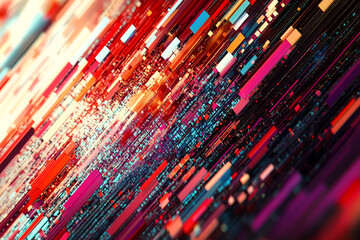 Fototapete - Abstract Pixelated Lines: A vibrant and dynamic abstract background, featuring a captivating array of colorful pixelated lines intersecting in a mesmerizing pattern.