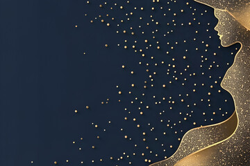 Poster - golden silhouette: elegant abstract art featuring a woman's profile rendered in gold, set against a 