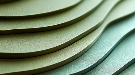 Fototapete - layered green abstract: a captivating abstract image featuring layered, curved shapes in varying sha