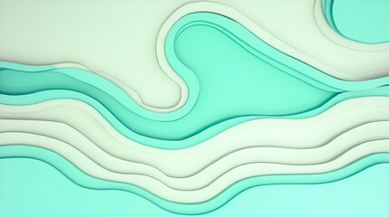 Poster - aqua waves abstract: a mesmerizing abstract design featuring layered, flowing waves in calming shade