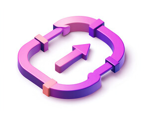 Poster - Isometric Upload Icon: A vibrant, 3D isometric icon depicting an upload symbol, rendered in a captivating gradient of purple and pink hues. The icon exudes a modern, clean, and contemporary aesthetic.