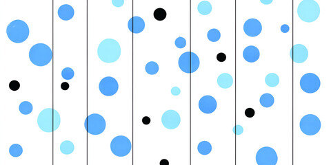 Poster - Blue and Black Polka Dots: A playful and vibrant pattern featuring scattered blue and black polka dots of varying sizes against a clean backdrop.