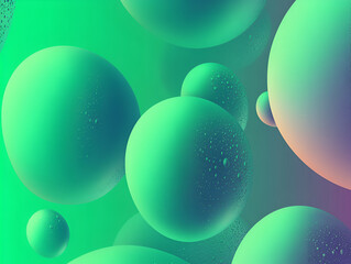 Wall Mural - Abstract Sphere Symphony: A captivating blend of vibrant green and purple hues as a cluster of 3D spheres dance in a mesmerizing abstract composition. The spheres are rendered with subtle.