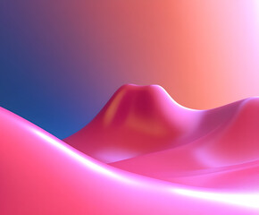 Fototapete - Abstract Pink Landscape: A dreamy abstract landscape with undulating pink hills against a gradient backdrop of vibrant blue and orange, evoking a sense of surrealism and tranquility.