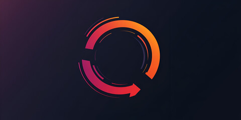 Poster - Circular Progress Indicator: A dynamic, abstract circular progress indicator composed of two vibrant red and orange arrows, against a deep, rich blue background.  Perfect for showcasing progress.