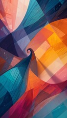 Poster - Abstract swirling multicolored geometric art design