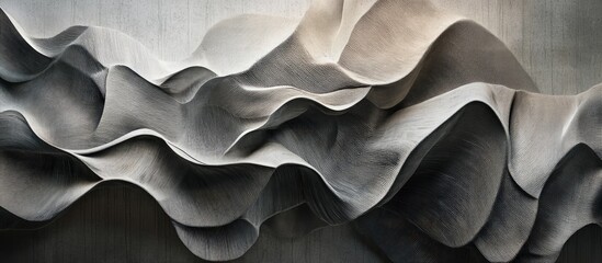 Aufkleber - Abstract textured wallpaper featuring flowing gray waves in soft gradients creates a captivating design backdrop ideal for enhancing modern interiors.