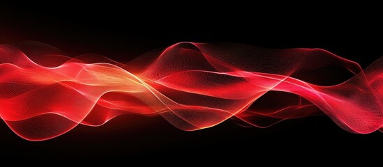 Leinwandbilder - Neon red holographic wave on black background with fluid ripples conveying dark magic themes ideal for modern abstract design applications