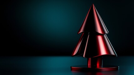 Wall Mural - Red Metallic Christmas Tree Toy on Dark Background