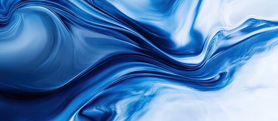 Aufkleber - Abstract blue and white fluid art swirl with vibrant shades of deep and light blue creating a dynamic ocean-like texture in motion