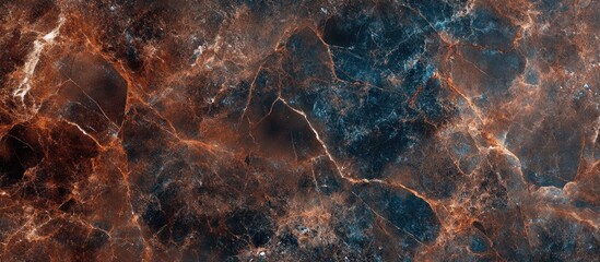 Poster - Abstract cosmic texture with dark blue and orange hues intermingling, showcasing intricate patterns and luminous veins throughout the image.